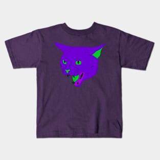 Vaporwave Cat - Vibrant Purple Kids T-Shirt